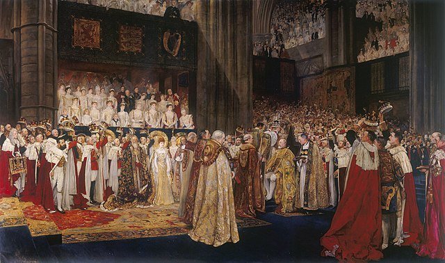 Imperial Crown is placed on Edward VII to shouts of 'God Save the King' by Edward Austin Abbey