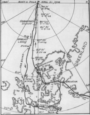 Cook route to North Pole as shown in his book