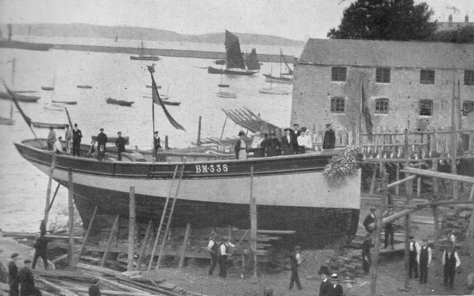 Brixham mule (1-mast) ready for launching from Upham's Yard