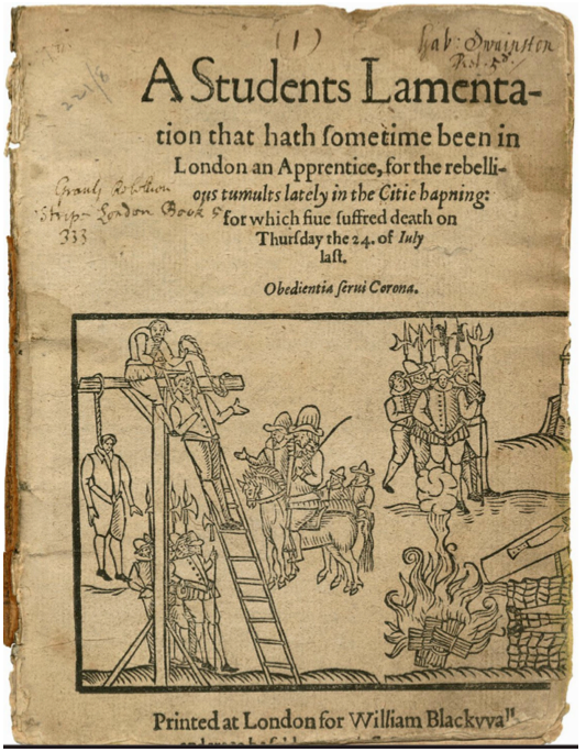 Student apprentice put to death 1595