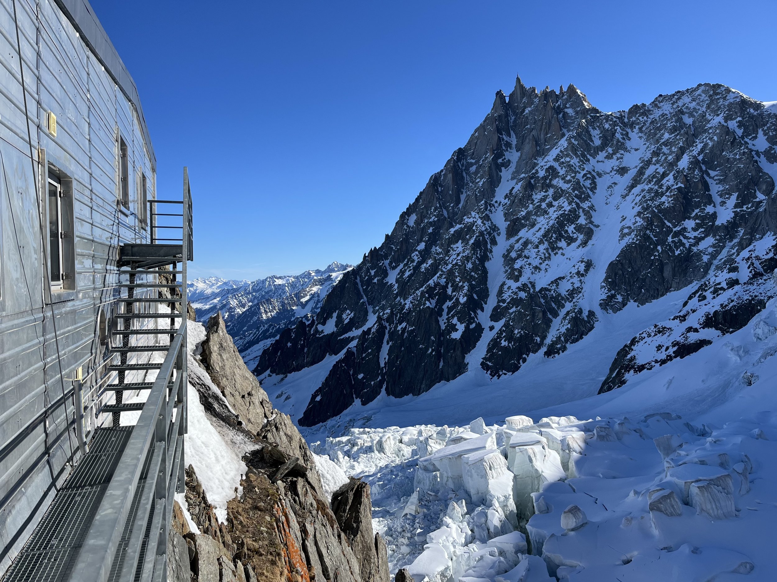 Grandes Mulets Hut, the standard overnight/jumping off point for ski descents of Mont Blanc. Chamonix, France (photo: David Hewett)
