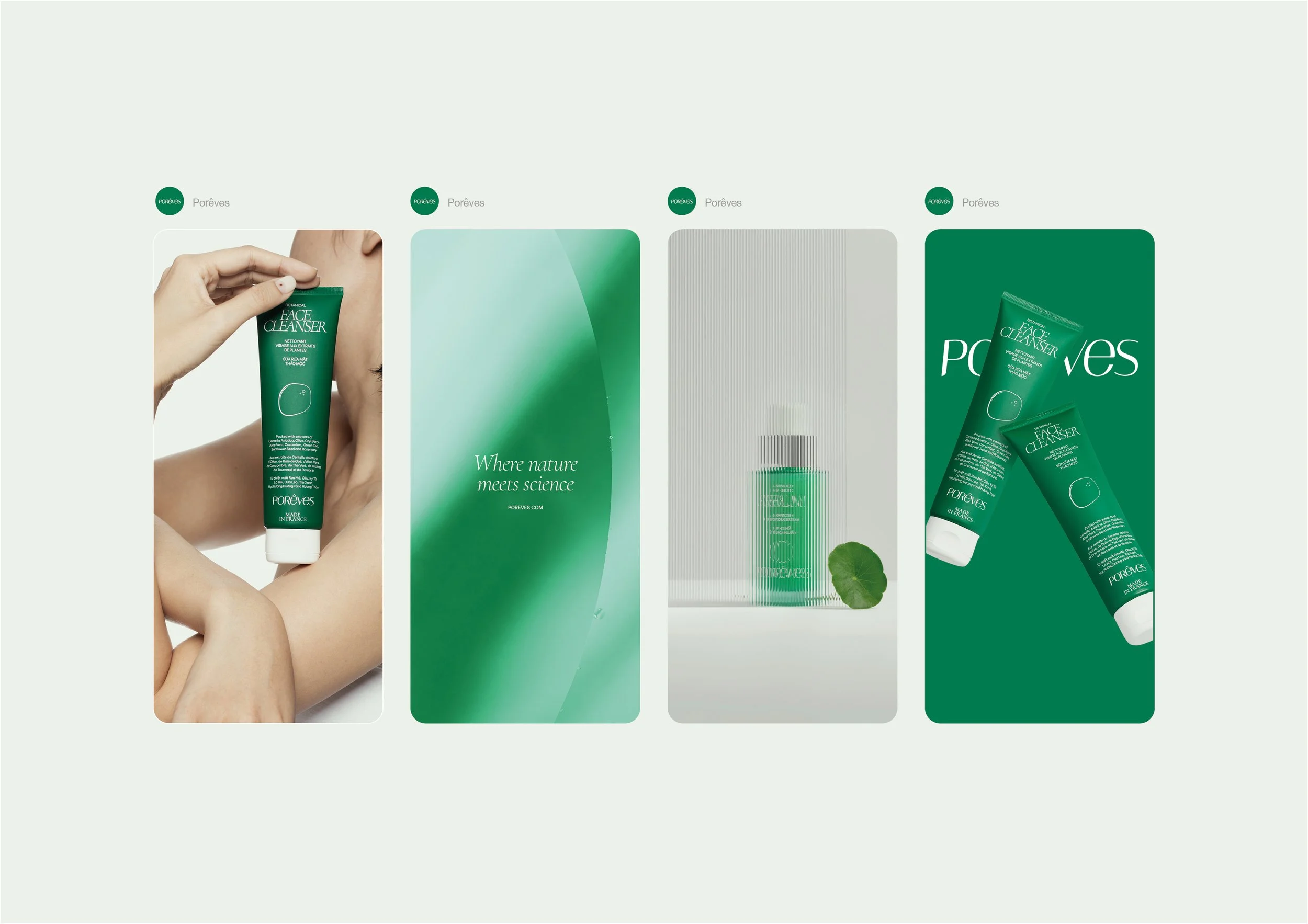 Design des story instagram et des réseaux sociaux d'une marque de cosmétique naturelle