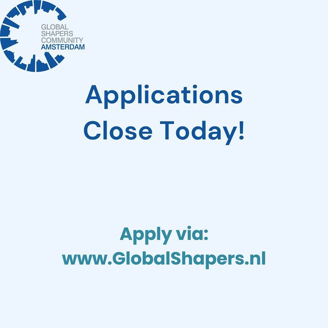 🚨🚨🚨
⏰ Today is the last day to submit your application to become a member of the Amsterdam Hub of the Global Shapers!

Thank you to everyone who has already submitted their application. We will be reaching out to you very soon.

For more informati