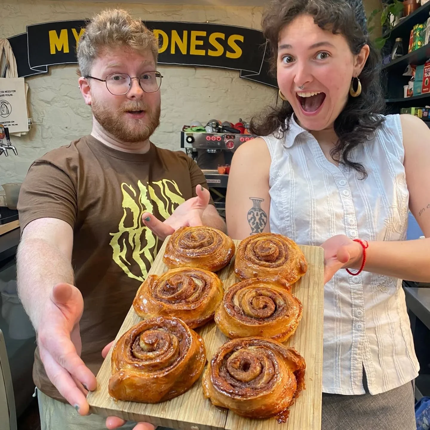 Home made brioche cinni bunz for your post record store day brunch!!! Come n git it. #vegan #cinimonbuns