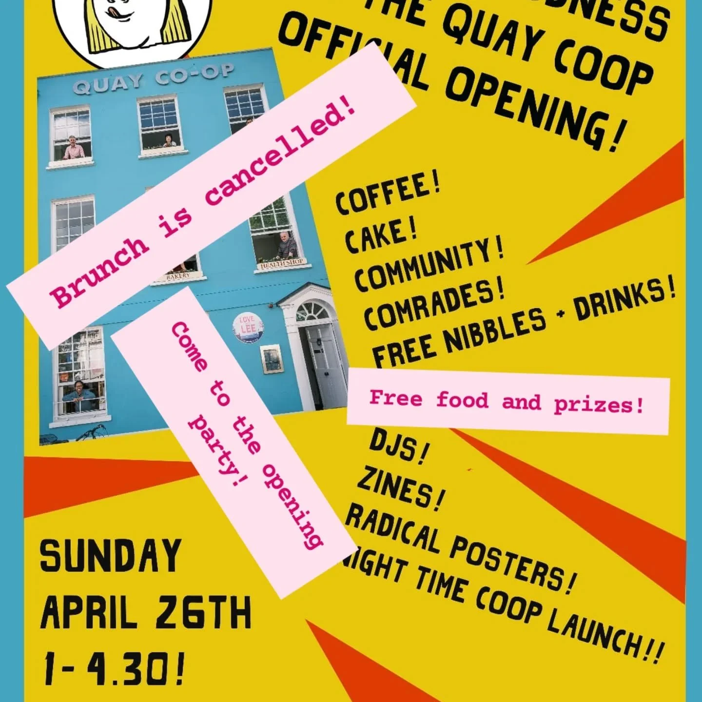Brunch is cancelled! We're having a party instead,  and you're all invited! Come and see what we're been up to, and what we have planned for the future.  Free food, good wine, sparkling ( counter) cultures and canap&eacute;s.  DJs, games, an album la