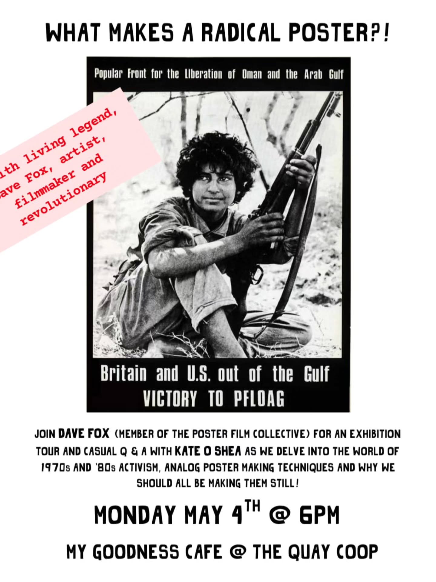 Come and hear about a group of radical artists made a series of anti colonial posters and films that toured classrooms, social spaces, and galleries all over the world. See the beautiful pieces that were made, and hear the story of it all, straight f