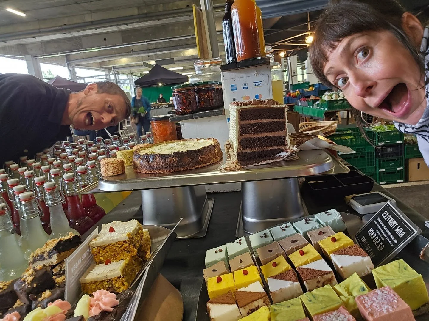 We're at @mahonpointmarket today with all this CAKE! featuring this vegan glutenfree tiramisu number, and a okara mojito cheesecake. All glutenfree, and vegan, and, zerowaste and delicious and here until 2PM. We're indoors to protect us from the gran