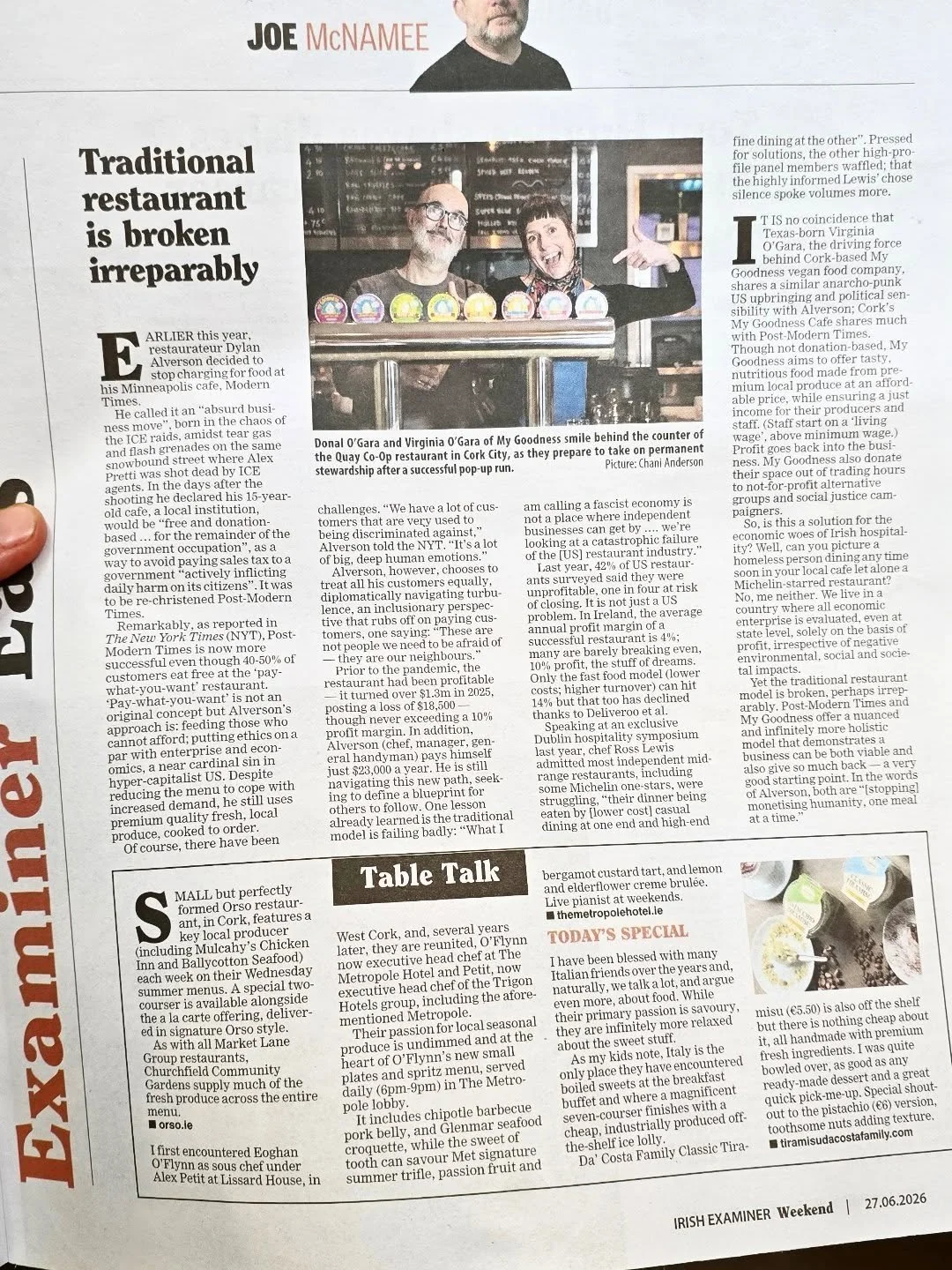 Big ups to @jozeemac for highlighting the impossibility of running an ethical food business under Capitalism. In this article he writes about (Post) Modern Times @postmoderntimescafe in Minneapolis choosing to serve food with a pay what you will form