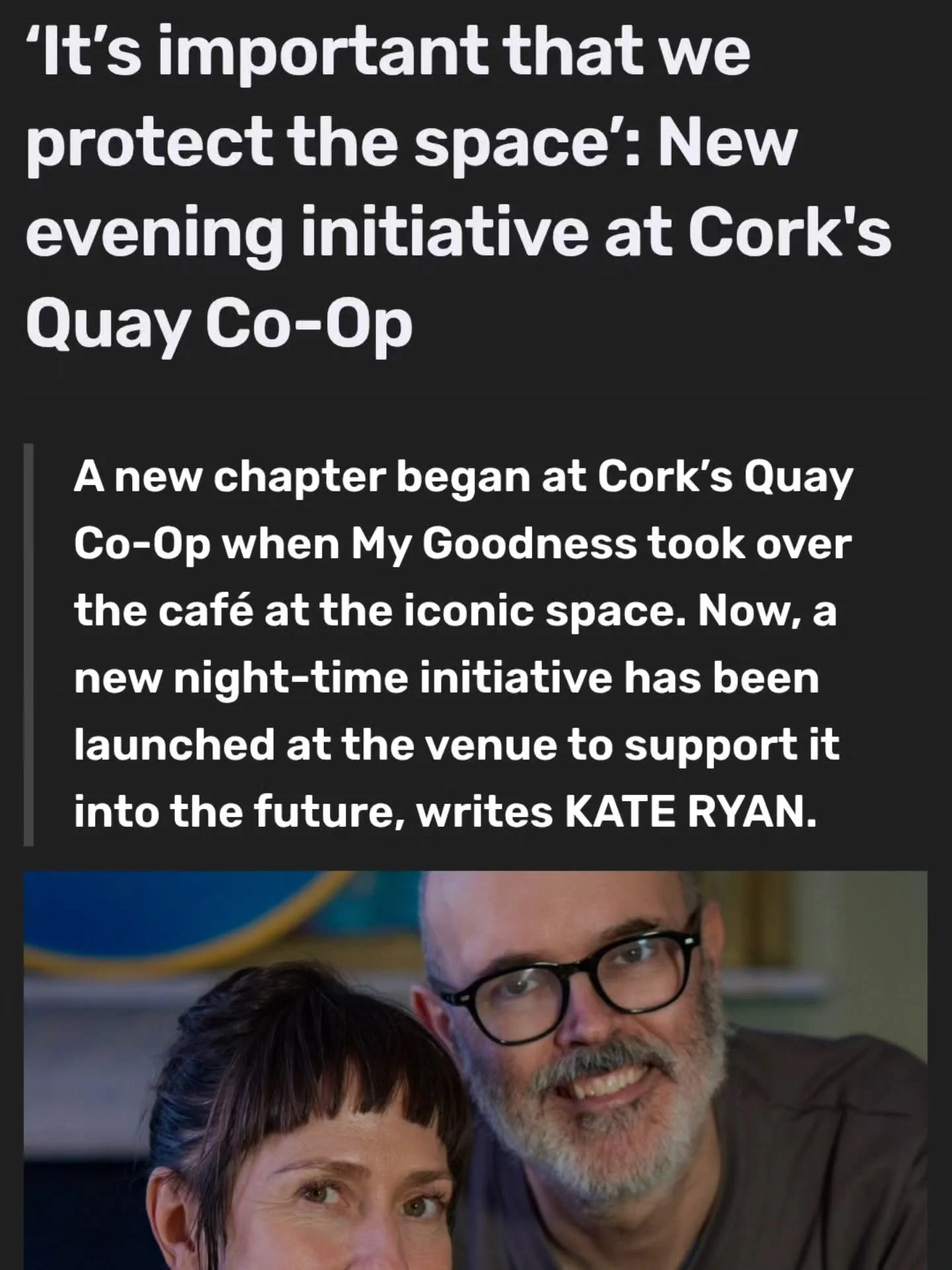 We're in The Echo! Read all about our new Nighttime co-op venture in today's paper. Big thanks to Kate Ryan @flavour.ie for capturing the concept of our community based Nighttime space so well in this article. It's going to take the whole damn villag