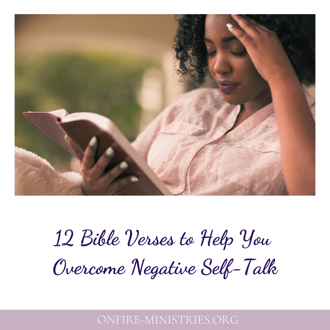 Woman reading the Bible while reflecting on how to overcome negative self-talk with God’s truth.