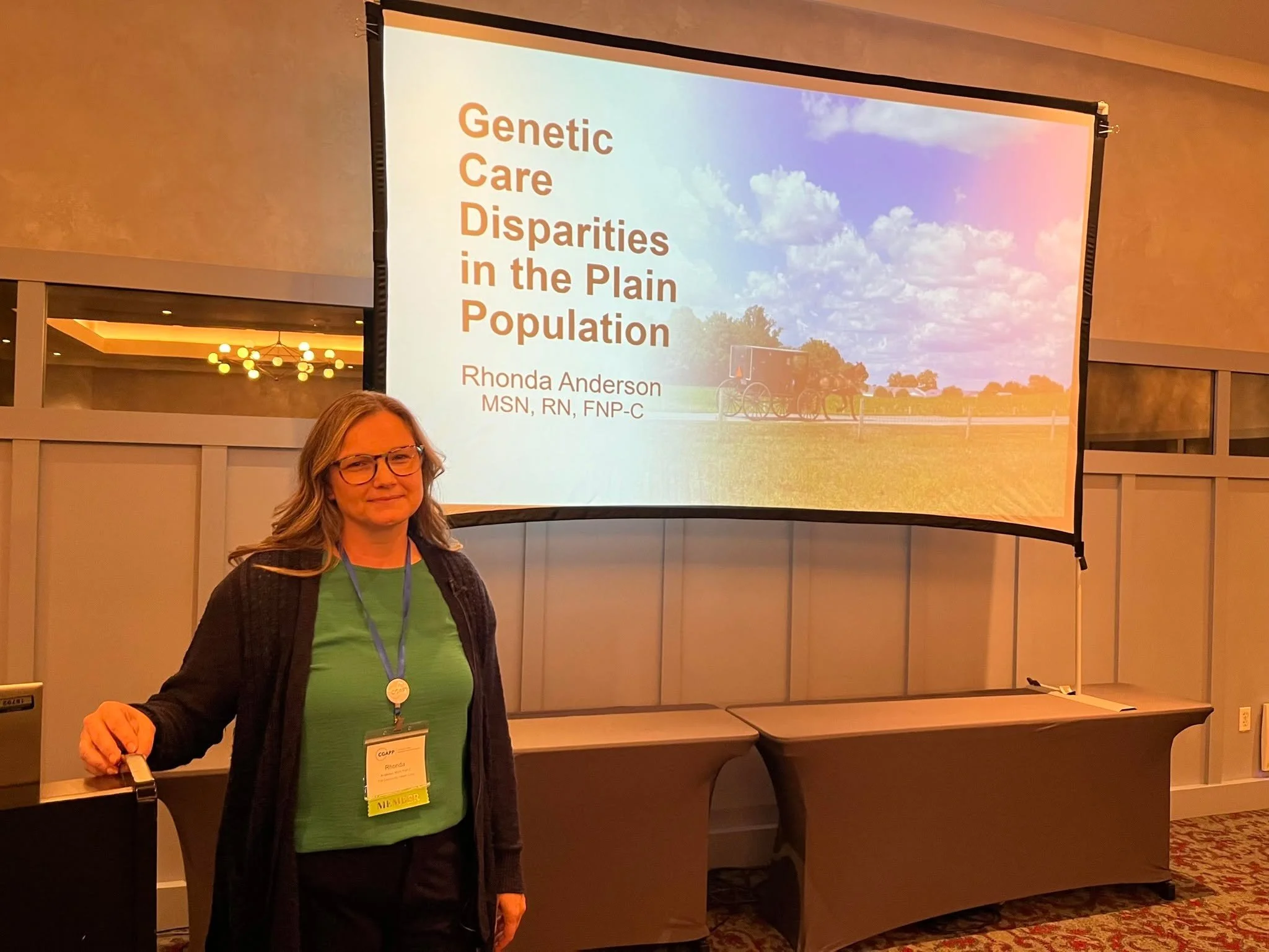 A big applause to Rhonda Anderson, one of our Nurse Practitioners! Rhonda recently attended the Clinical Genetics Advanced Practice Providers - CGAPP Annual Conference in Milwaukee, WI, where she presented on &ldquo;Genetic Care Disparities in the Pl