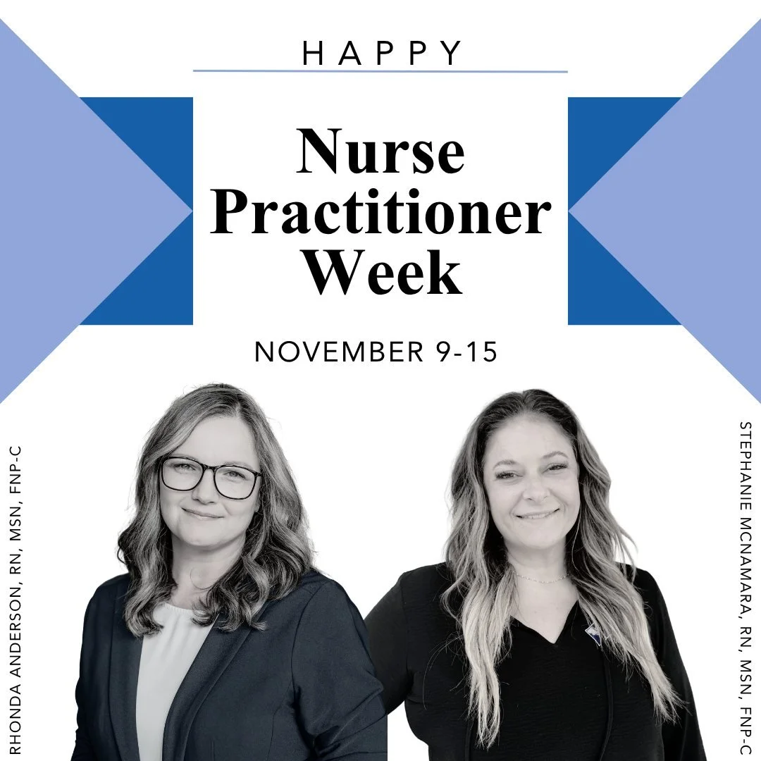 Happy Nurse Practitioner Week! 👩&zwj;⚕️🧬

This week, we celebrate and honor the dedication, compassion, and expertise of our two incredible Nurse Practitioners &mdash; Rhonda Anderson, RN, MSN, FNP-C and Stephanie McNamara, RN, MSN, FNP-C. 

Rhonda