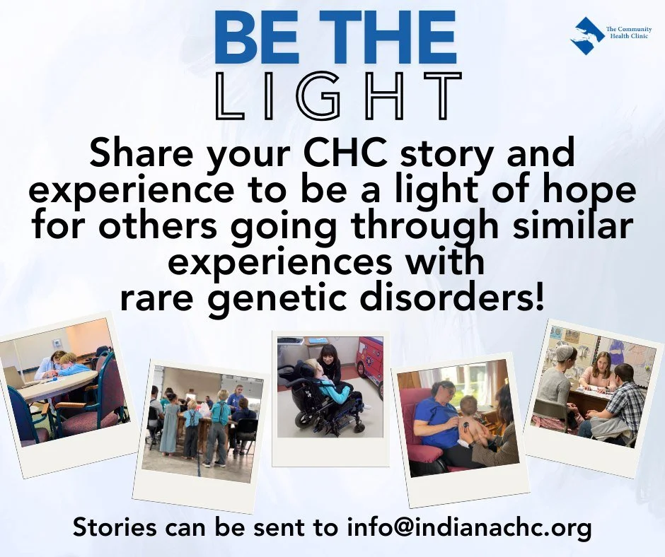 ✨ Your story can be a light for someone else.

Every day, families in our community navigate the challenges of rare genetic disorders with courage and resilience. If the CHC has been part of your journey, we invite you to share your experience to ins