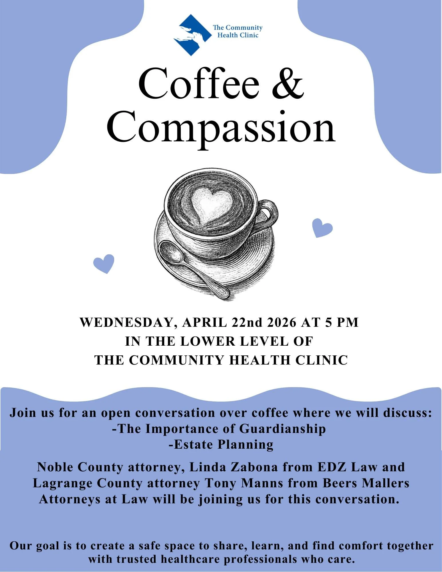At the Community Health Clinic, we know that caring for individuals with complex healthcare needs goes beyond medical care&mdash;it includes planning, advocacy, and long-term support. 🤝💙

Join us for our next Coffee &amp; Compassion event, where lo