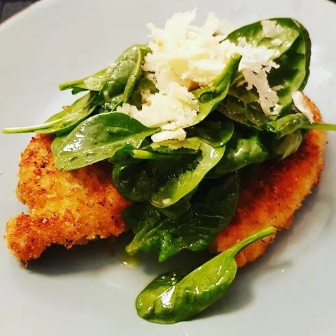 Delicious Chicken Parm with Dressed Spinach