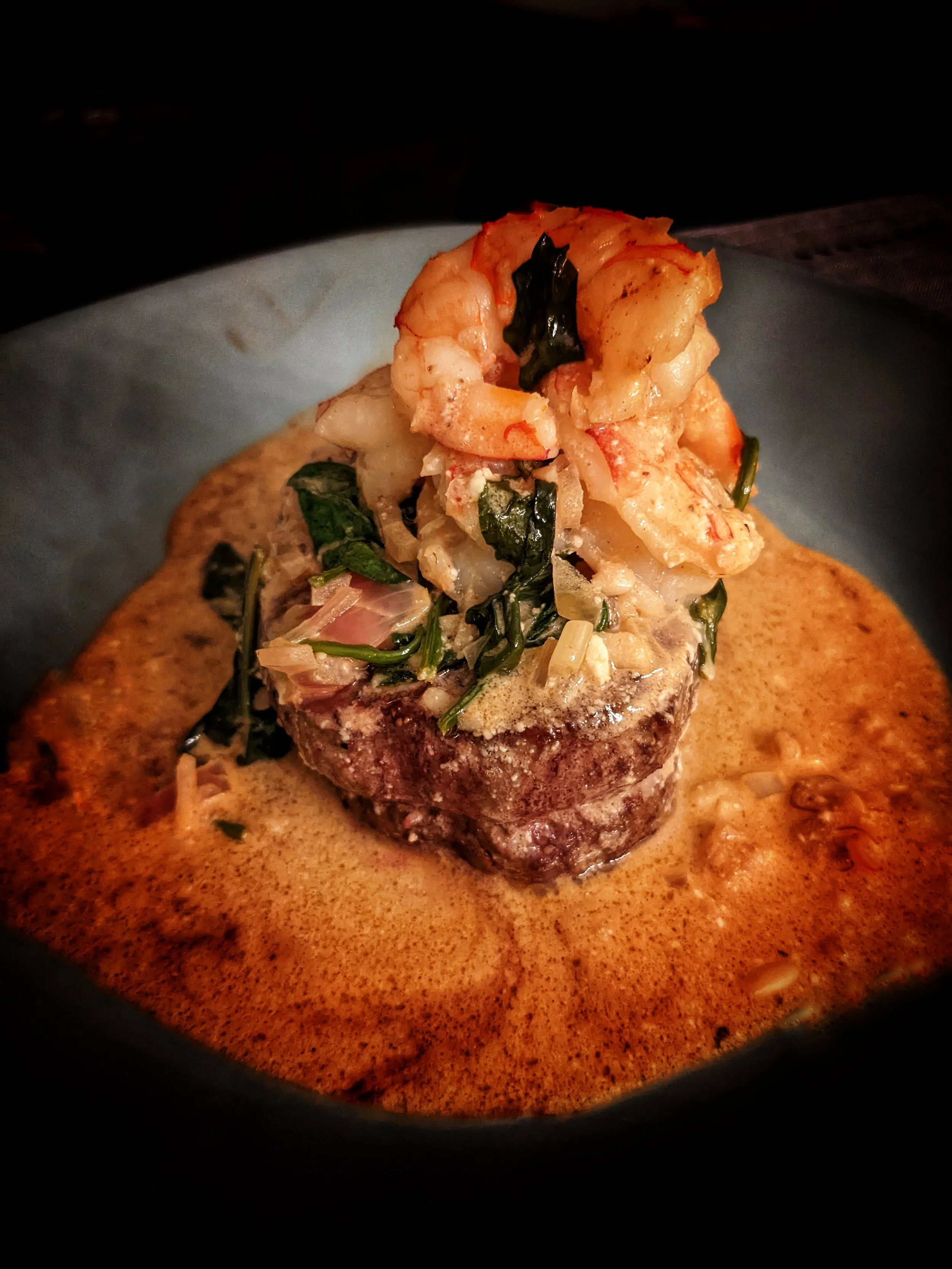 Beef Tenderloin with a creamy Shrimp sauce