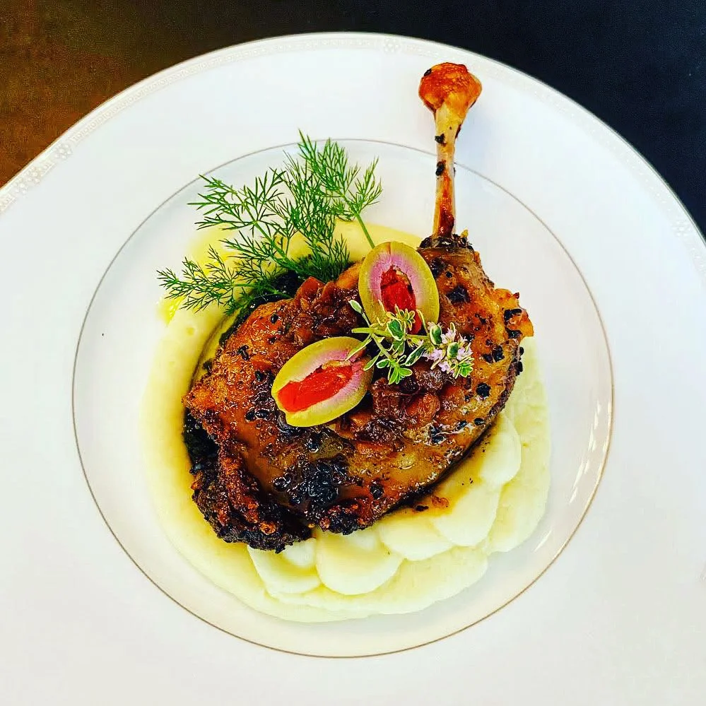 Crispy Duck Confit with parsnip puree