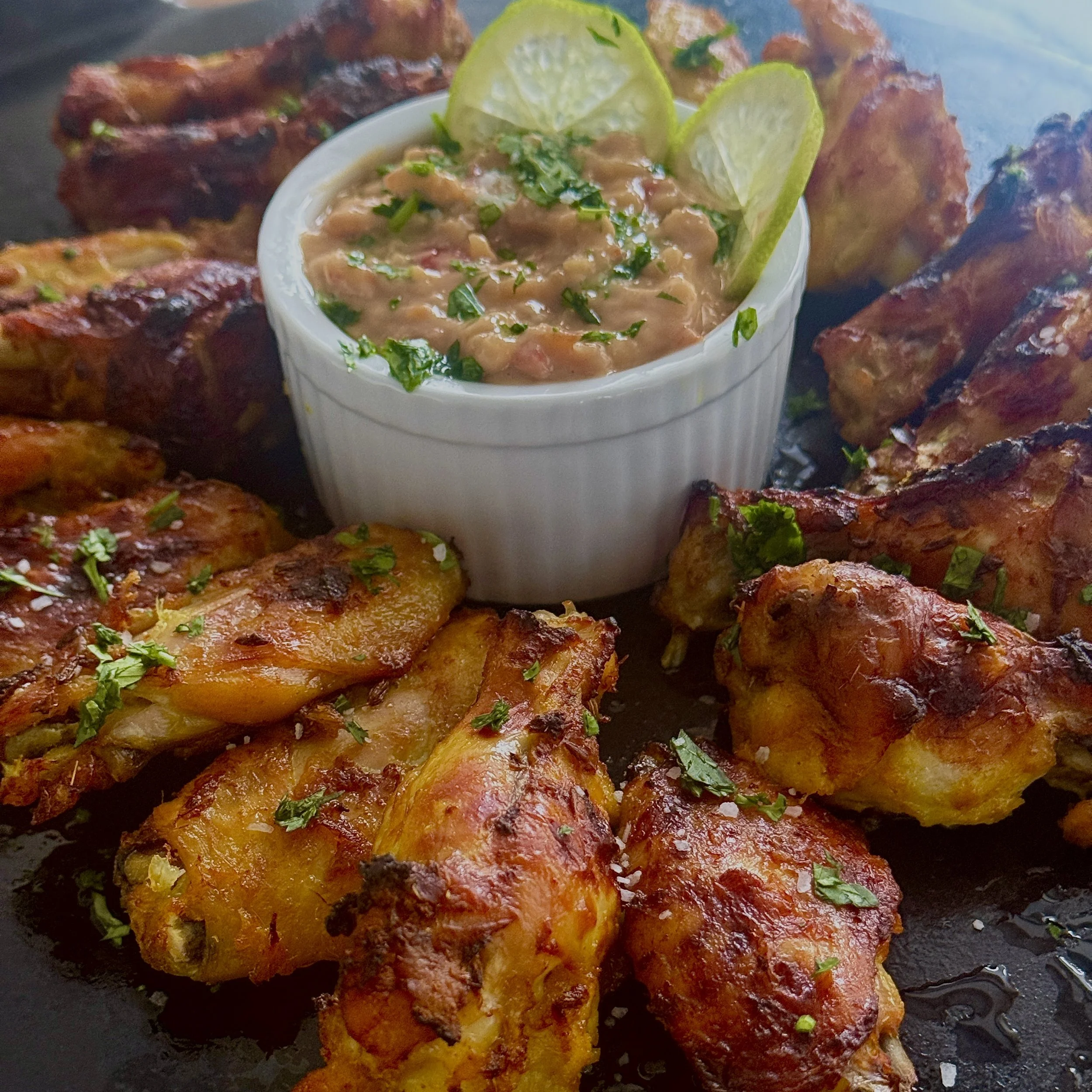 Satay Style Wings with Peanut dip