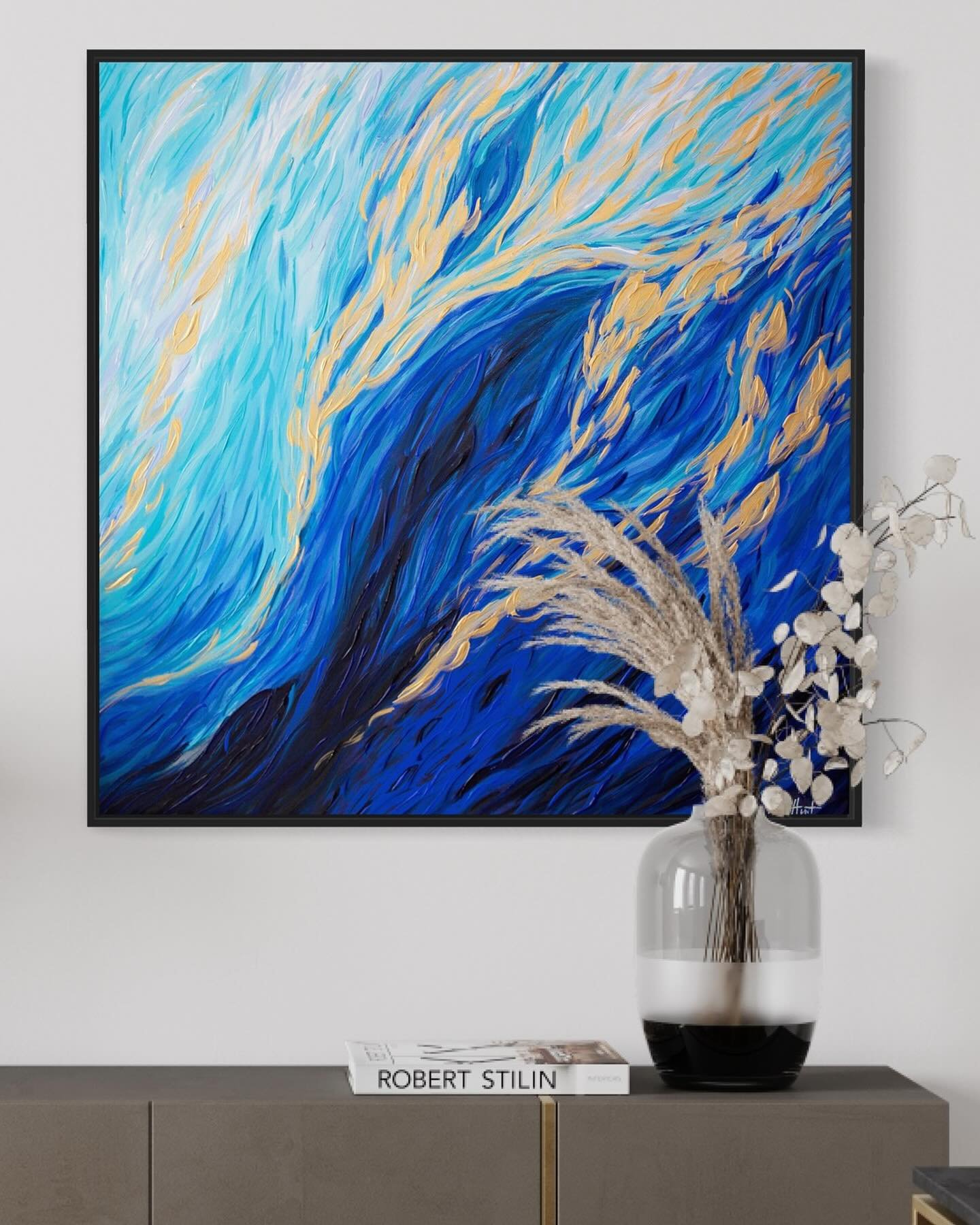 GOLD or SILVER?

I recently embellished the &lsquo;Radiance&rsquo; print in both silver and gold (along with varying blue hues throughout the rest of the painting).

SWIPE 👉🏻 to see both paintings side by side and let me know which you prefer?

I w