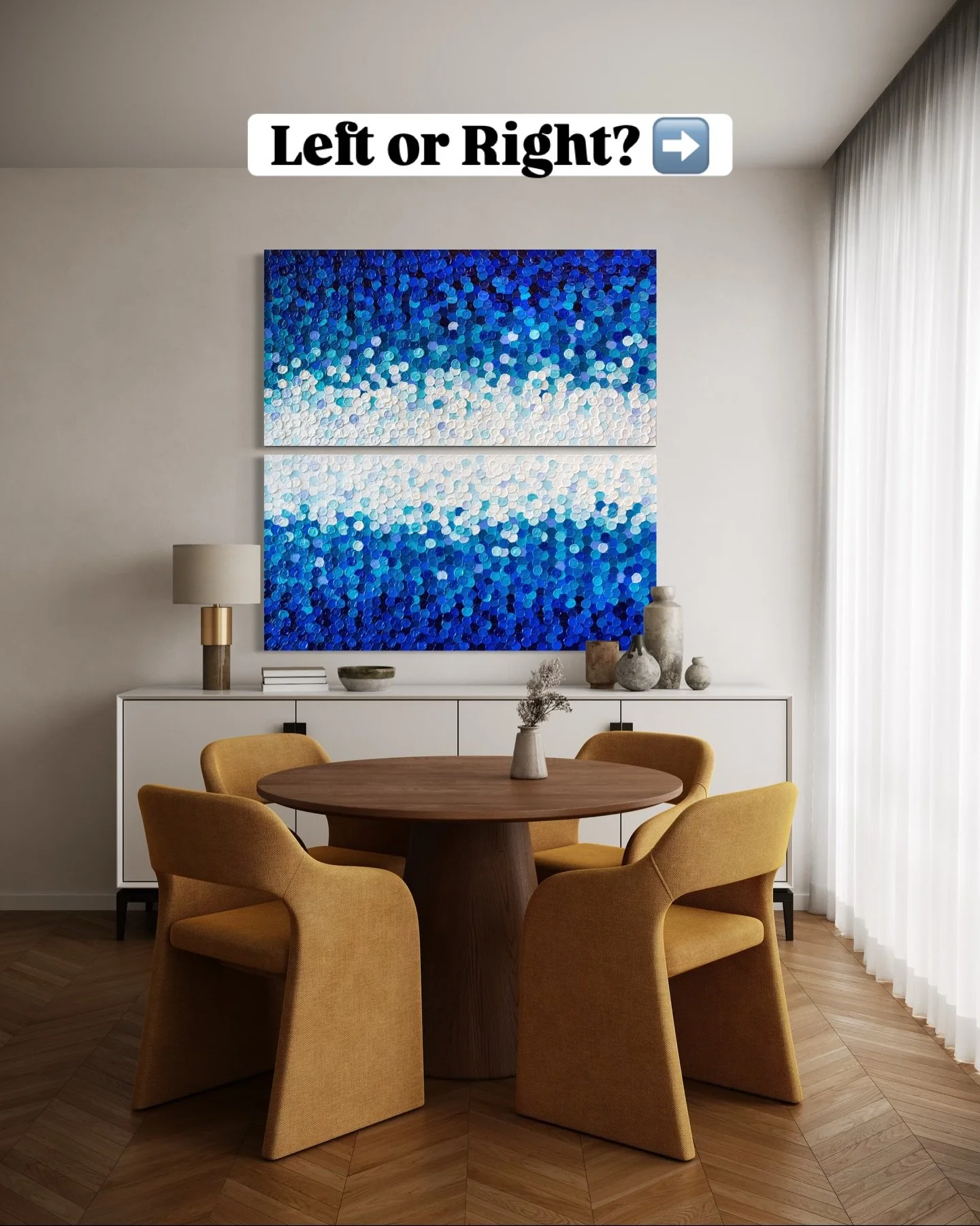 LEFT or RIGHT? ➡️

How would you hang this artwork? White in the middle (Left) or white at the top (Right)?

&lsquo;A Sky Full of Stars&rsquo;
3 sizes available 
Canvas Print 

#calgaryartist #calgary #yyc #calgaryart #yycdesign