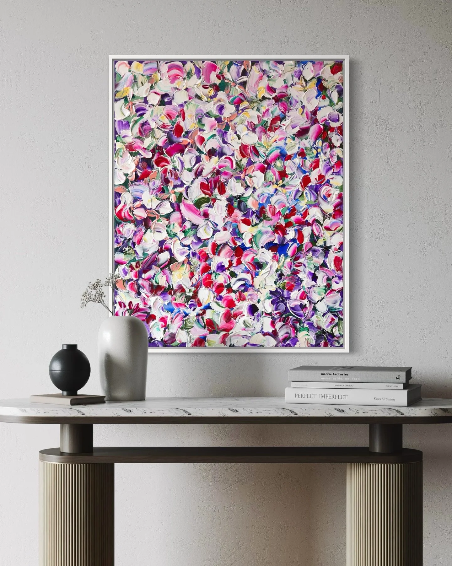 &ldquo;Flowers always make people better, happier, and more helpful; they are sunshine, food and medicine to the mind.&rdquo; &ndash; Luther Burbank

&lsquo;Anything but a Wallflower&rsquo;
24 x 30 inches 
Acrylic on Canvas 

#contemporaryart #abstra