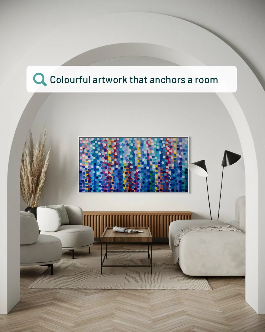 Art that Anchors 

In a well designed home, art will often set the tone before anything else does. It can anchor the palette, shift the scale of the room, and creates a focal point that changes how the space feels. 

Bold contemporary art can energiz