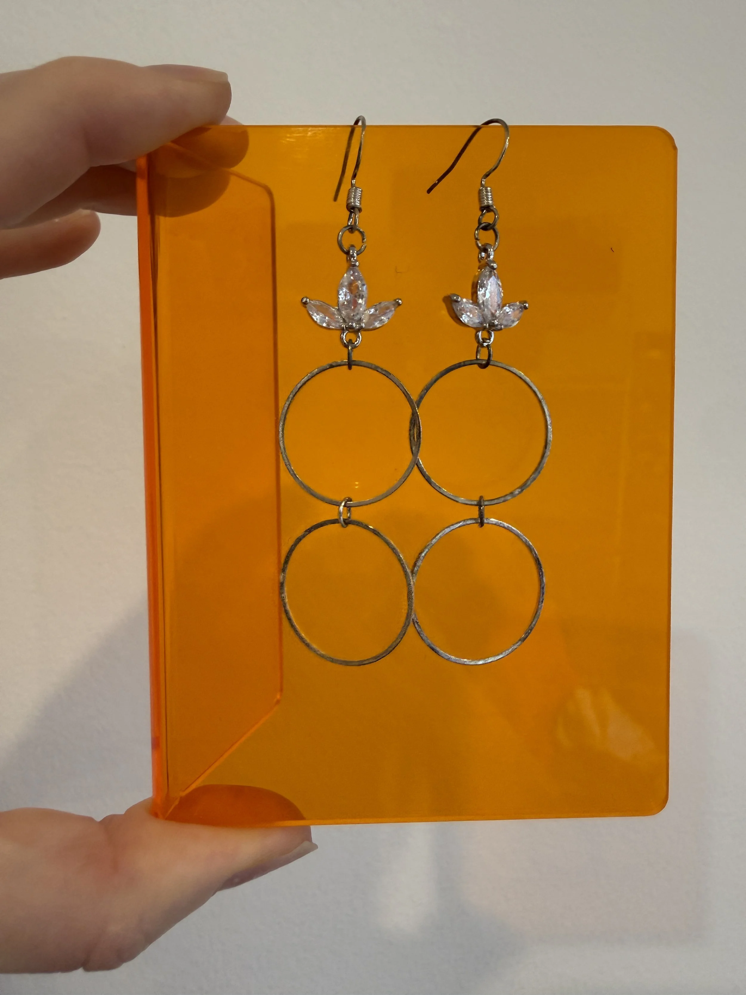 Drop Silver Patina Hoops
