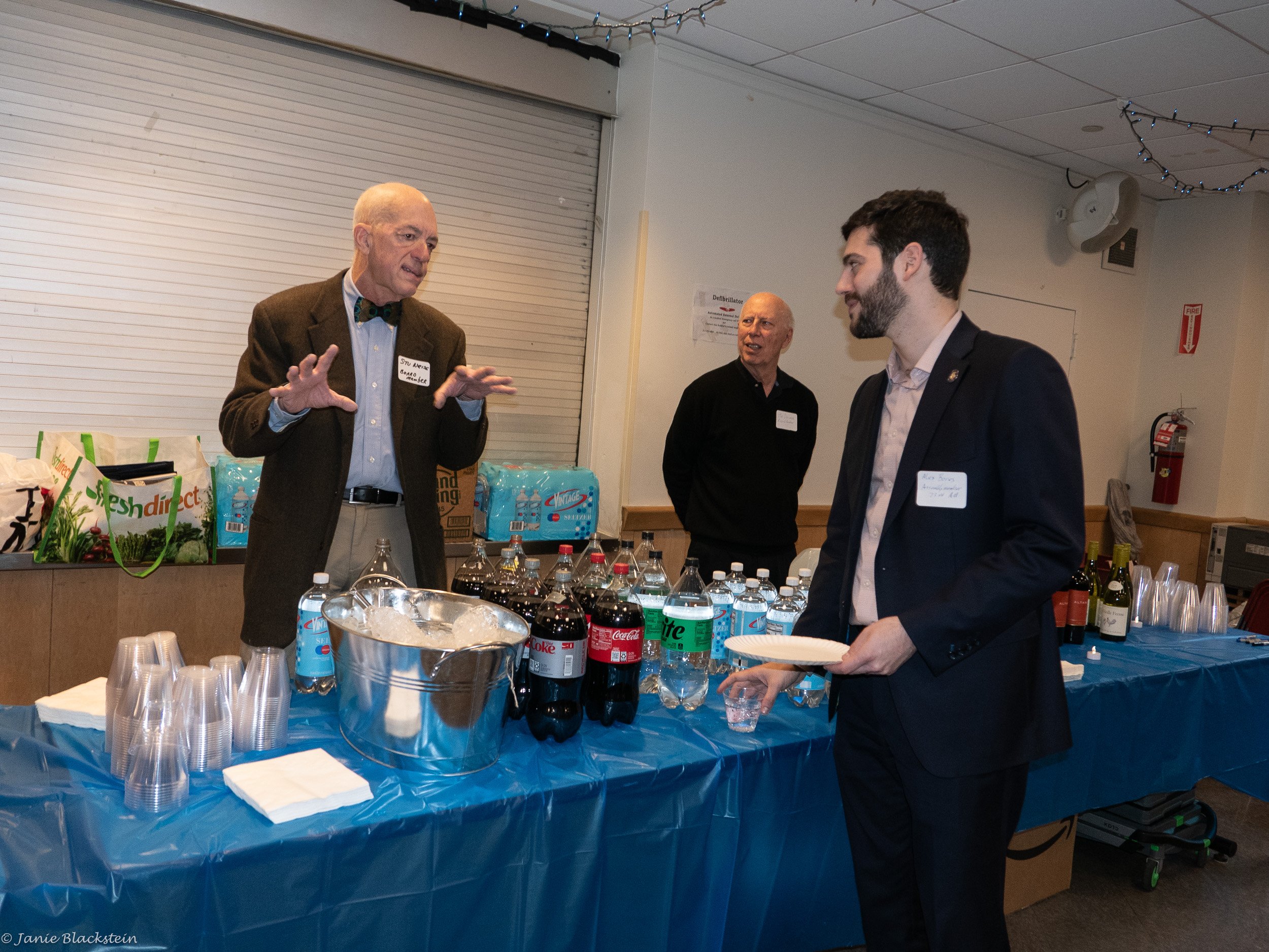 WSD Board members Stuart Weiss and Joe Dalvin talking to Assemblymember Dist. 73 Alex Bores