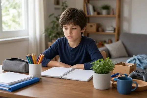 Child balancing competing demands while working on an executive function task