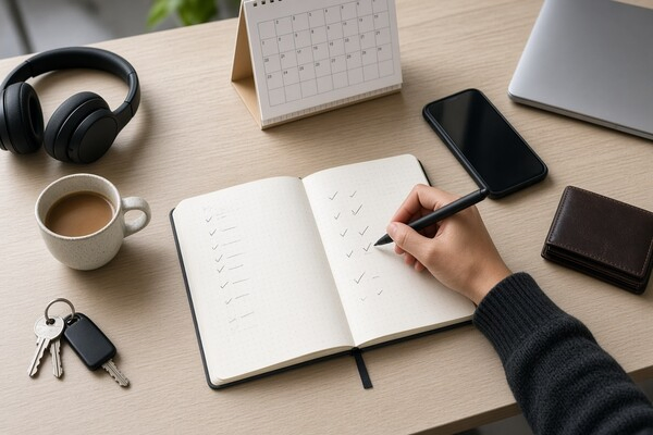 writing the goal in the notebook