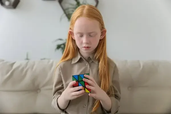Child with ADHD playing with a puzzle