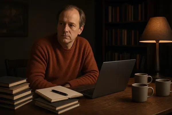 Adult caught in repetitive thoughts while trying to work