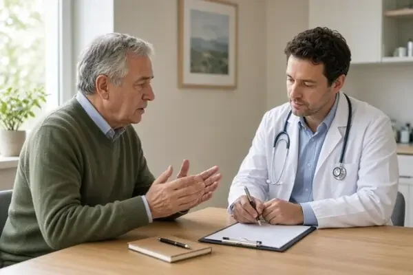 a man explaining his symptoms