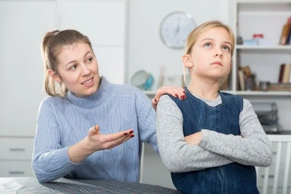 Parent helping child make important decisions