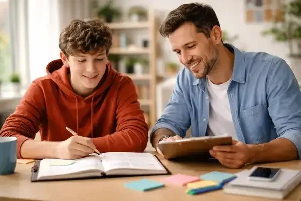 Teen with ADHD working with executive function coach