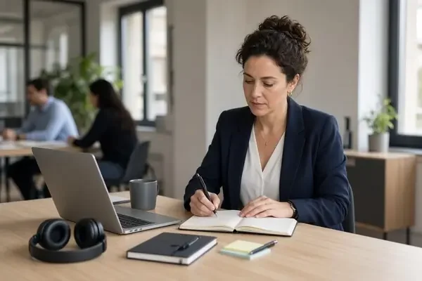 woman focus on working