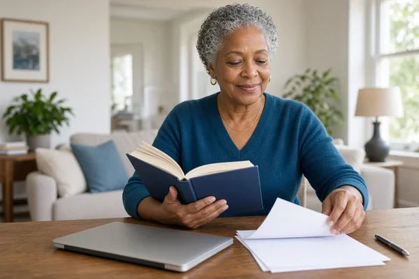 Healthy older adult engaging in mentally stimulating activities showing normal cognitive changes with aging