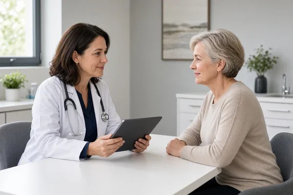 a woman consulting an expert