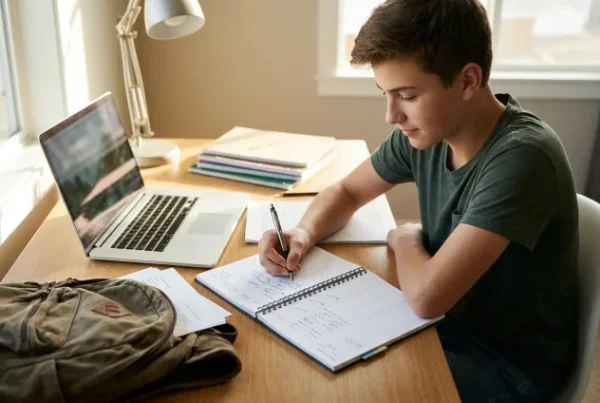 a student doing his assignment