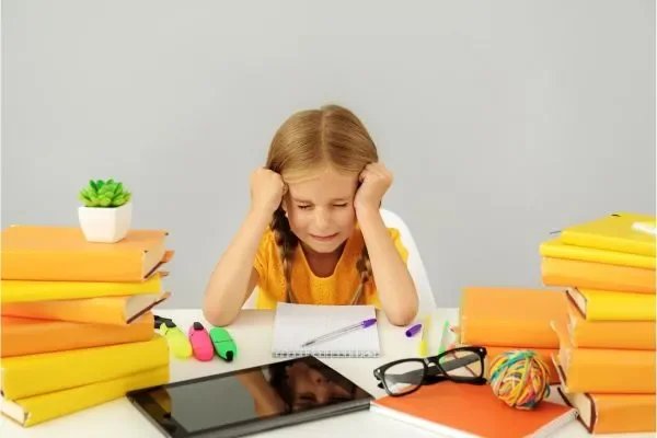 Child experiencing focus issues at studying