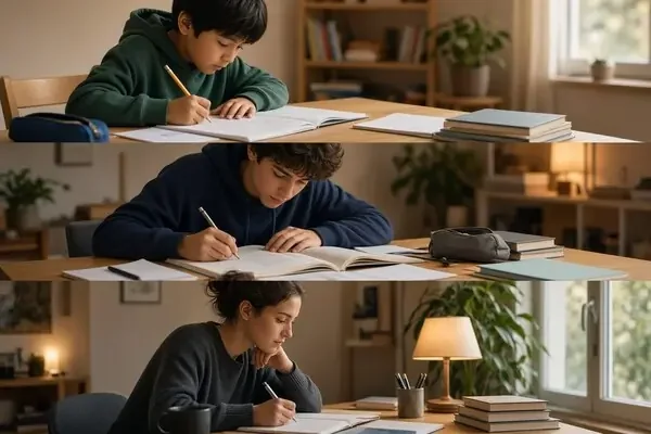 Young people at different ages managing school and executive function demands