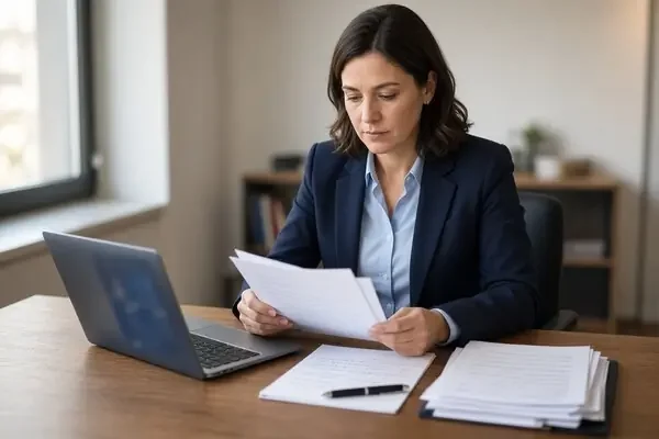 Employee preparing documents before requesting an ADHD accommodation