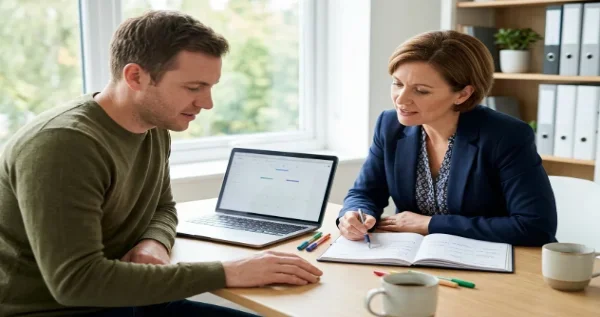 Coach helping adult build planning and follow-through skills