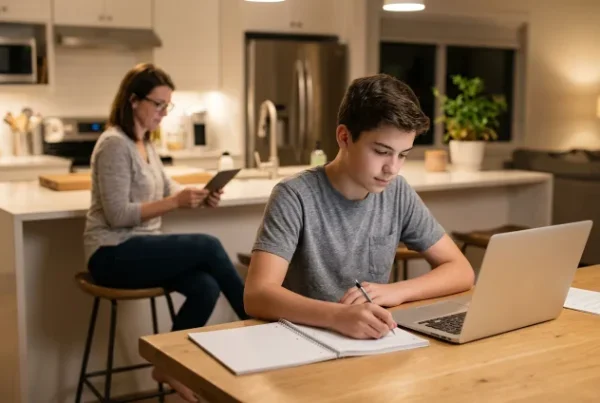 Teen starting homework independently without parent reminders