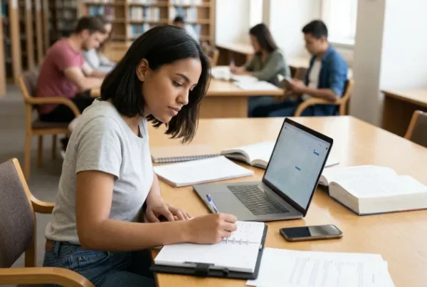 College student planning a weekly schedule independently