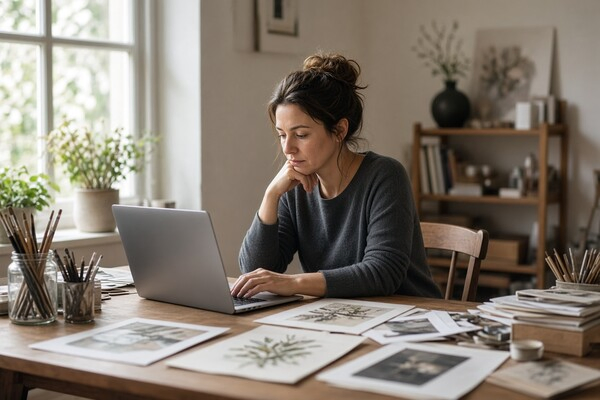 woman working at home