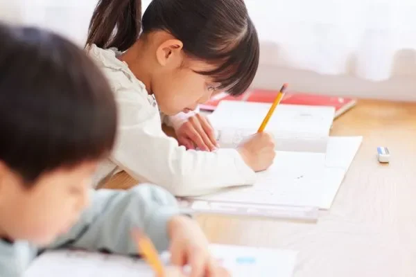 Children focused on activities at school