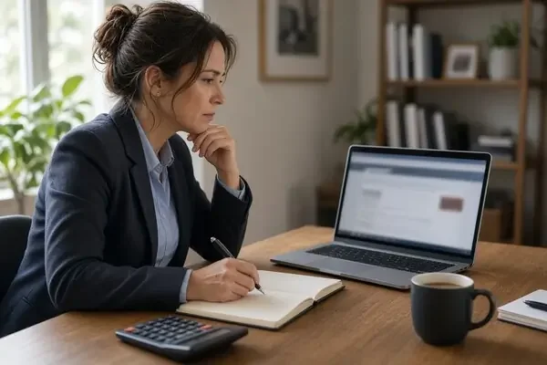 employee checking her work