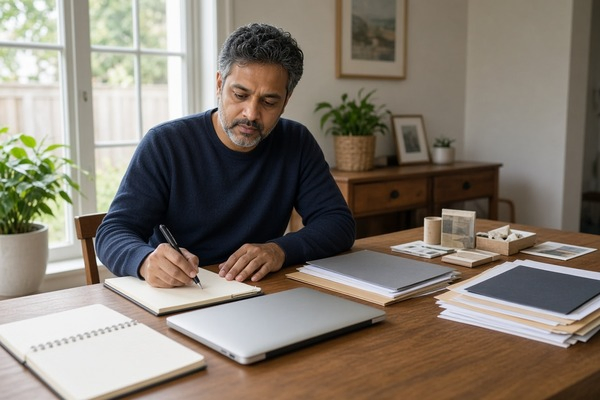 a man writing down his goals