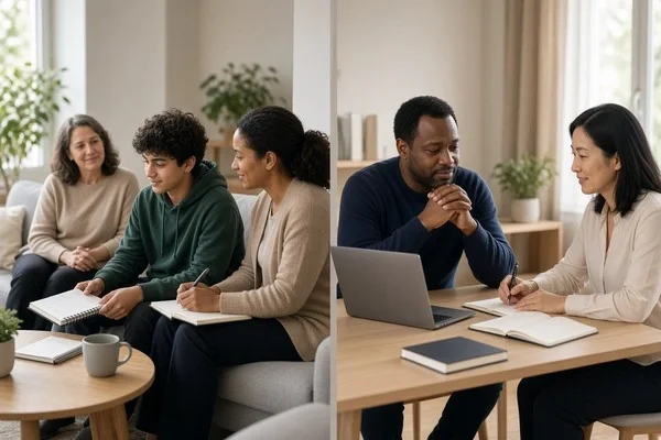 ADHD coach helping teenager and adult define personal goals